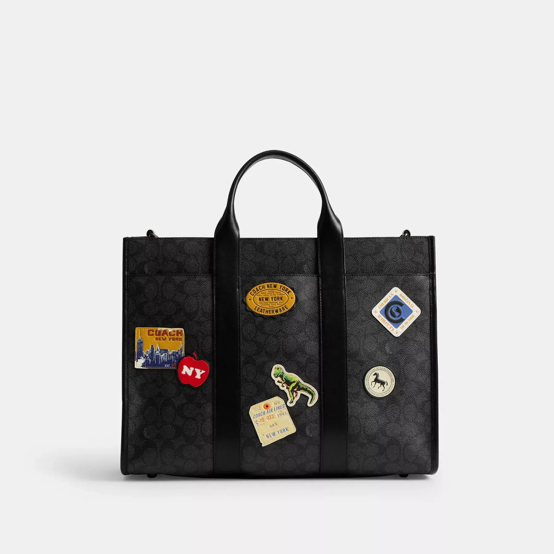 Wesley Tote In Signature Canvas With Patches Wesley Tote In Signature Canvas With Patches