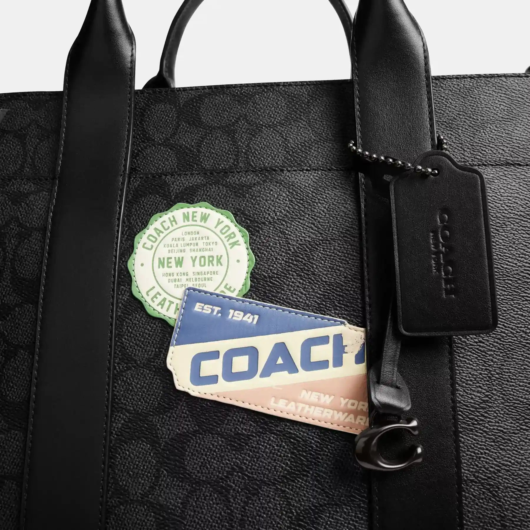 Wesley Tote In Signature Canvas With Patches Wesley Tote In Signature Canvas With Patches