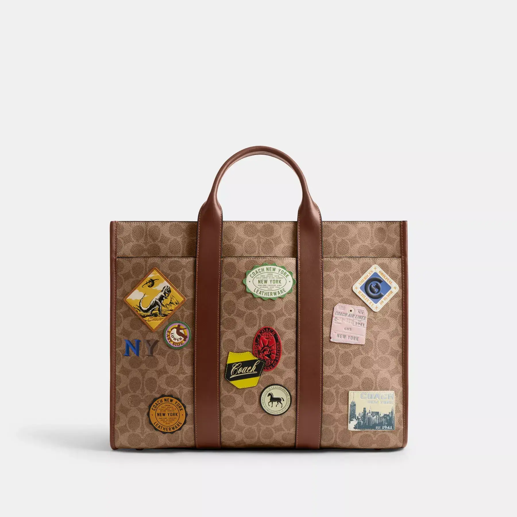 Wesley Tote In Signature Canvas With Patches Wesley Tote In Signature Canvas With Patches